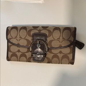 Coach Tan and Brown Signature Wallet